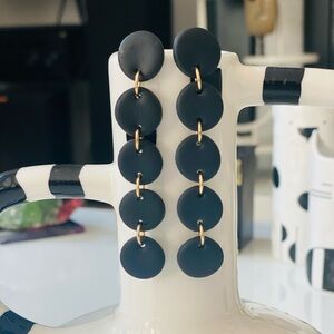 Black Disc Earrings